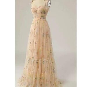 Elegant Floral Embroidered Gown